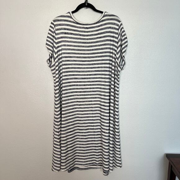 41 Hawthorn Stripe Midi Dress Black White V-Neck Pullover Short Sleeve Sz 3X - Picture 6 of 6